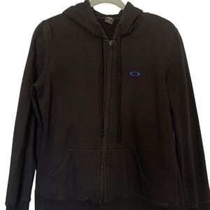 OAKLEY WOMENS BLACK ZIP UP HOODIE WITH GRAPHIC DESIGN ON BACK LARGE